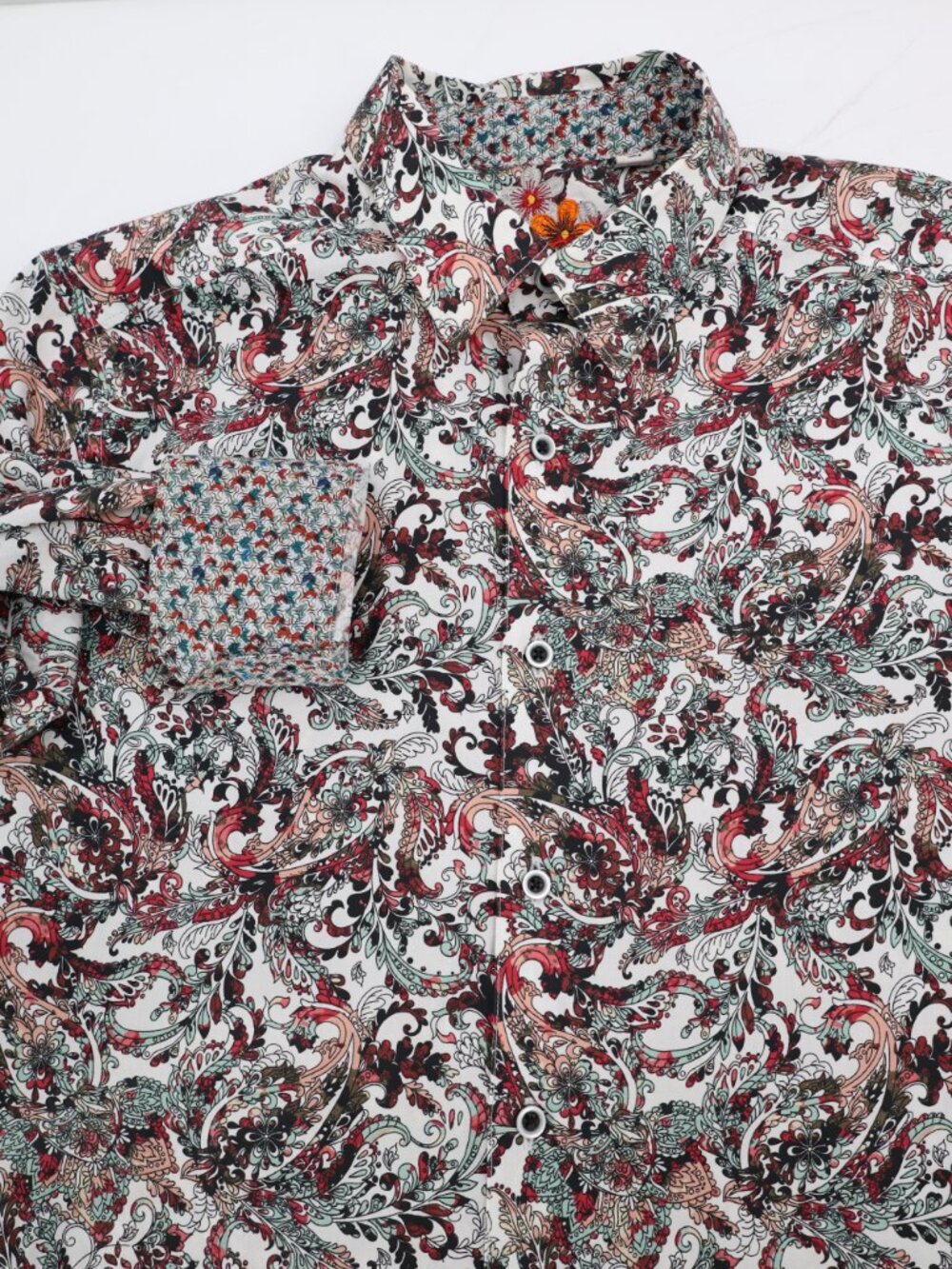 Robert Graham Shirt Men Small Cotton Flip cuff Button Up Classic Fit AOP Paisley